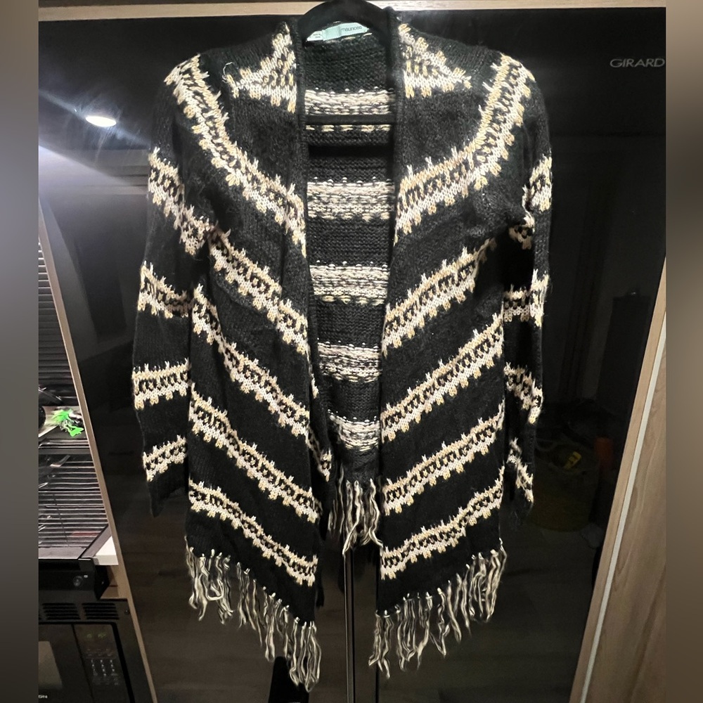 Maurices Black and Cream Chevron Cardigan